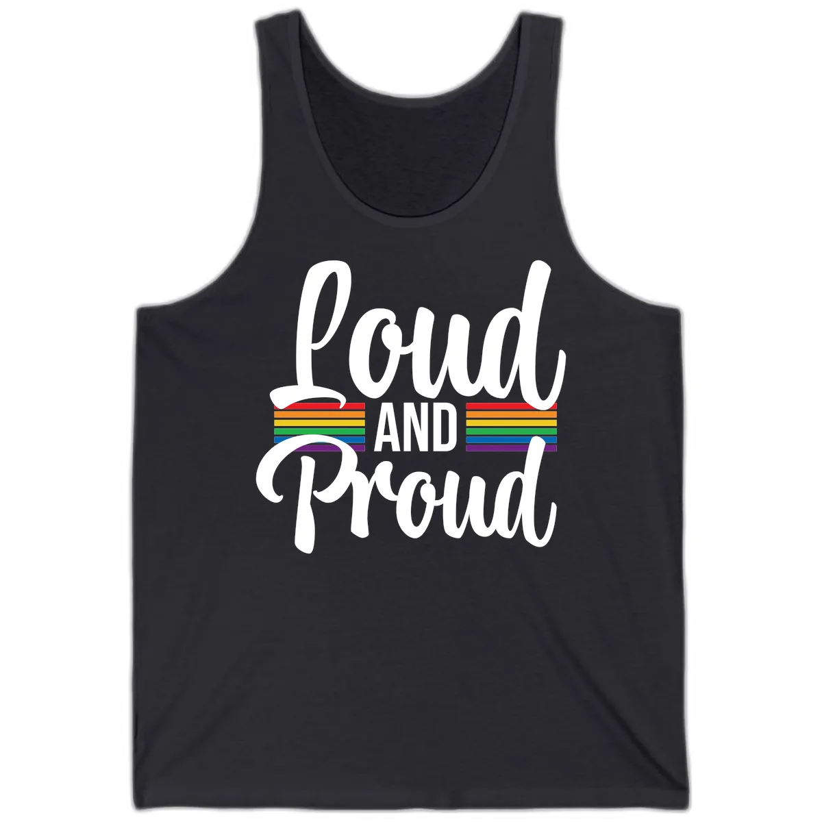 Loud And Proud Rainbow Pride Tank in Dark Grey