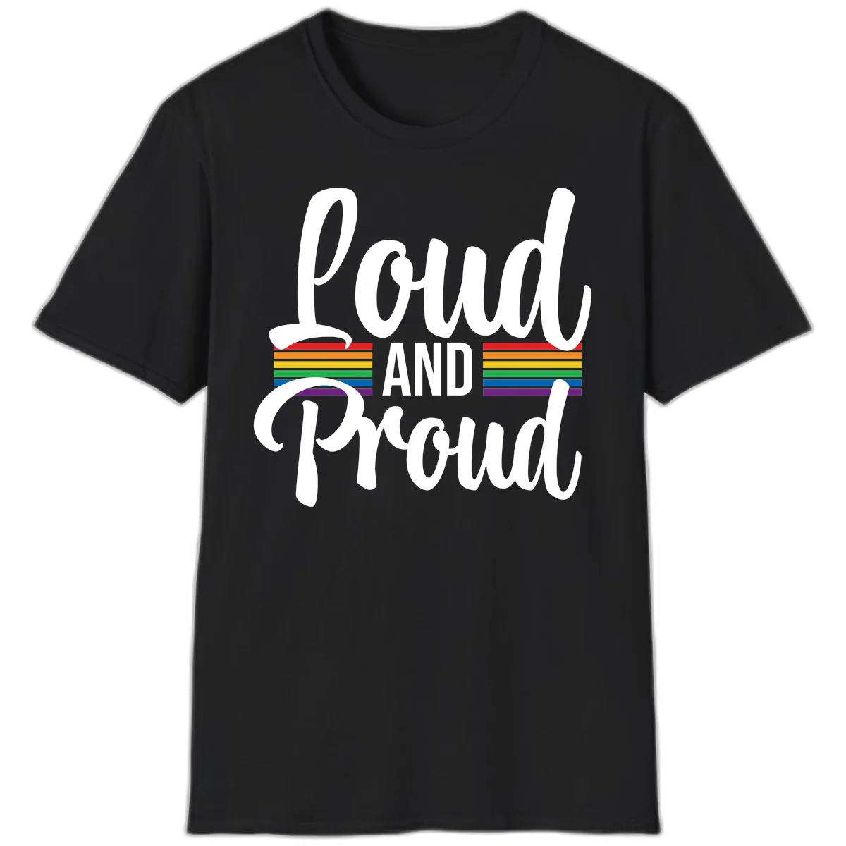Loud And Proud Rainbow Pride T-Shirt in Black
