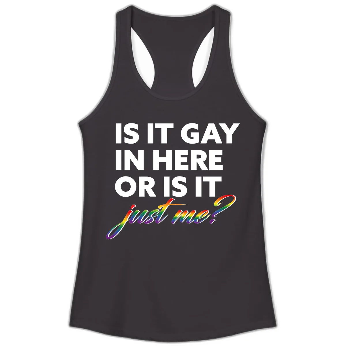 Is It Gay In Here Or Is It Me Ladies Tank in Black