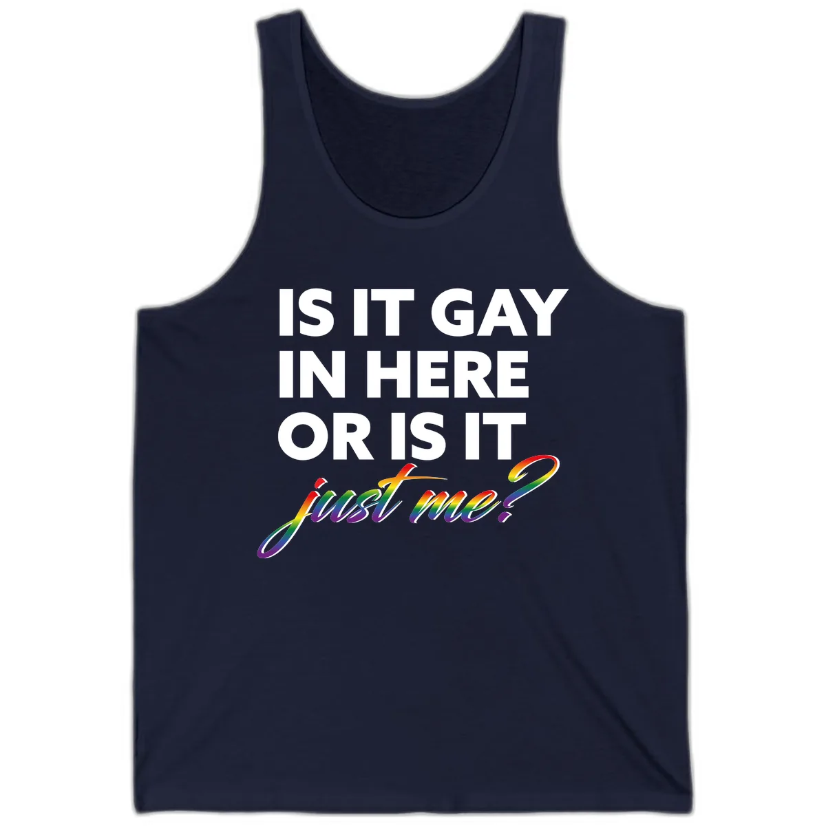 Is It Gay In Here Or Is It Me Tank in Navy