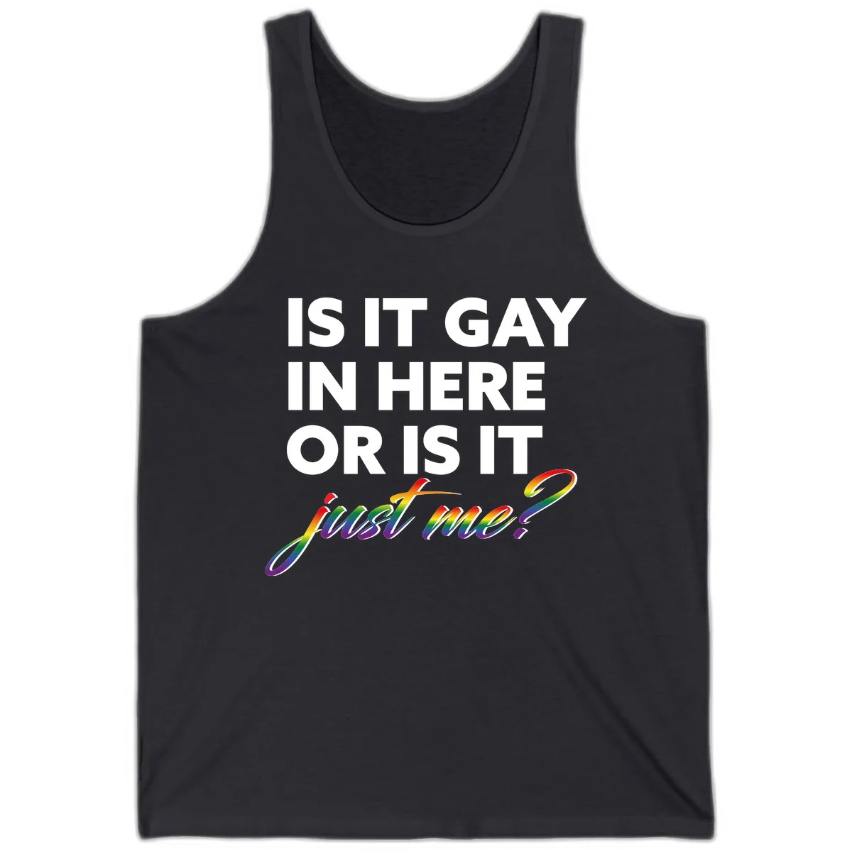 Is It Gay In Here Or Is It Me Tank in Dark Grey