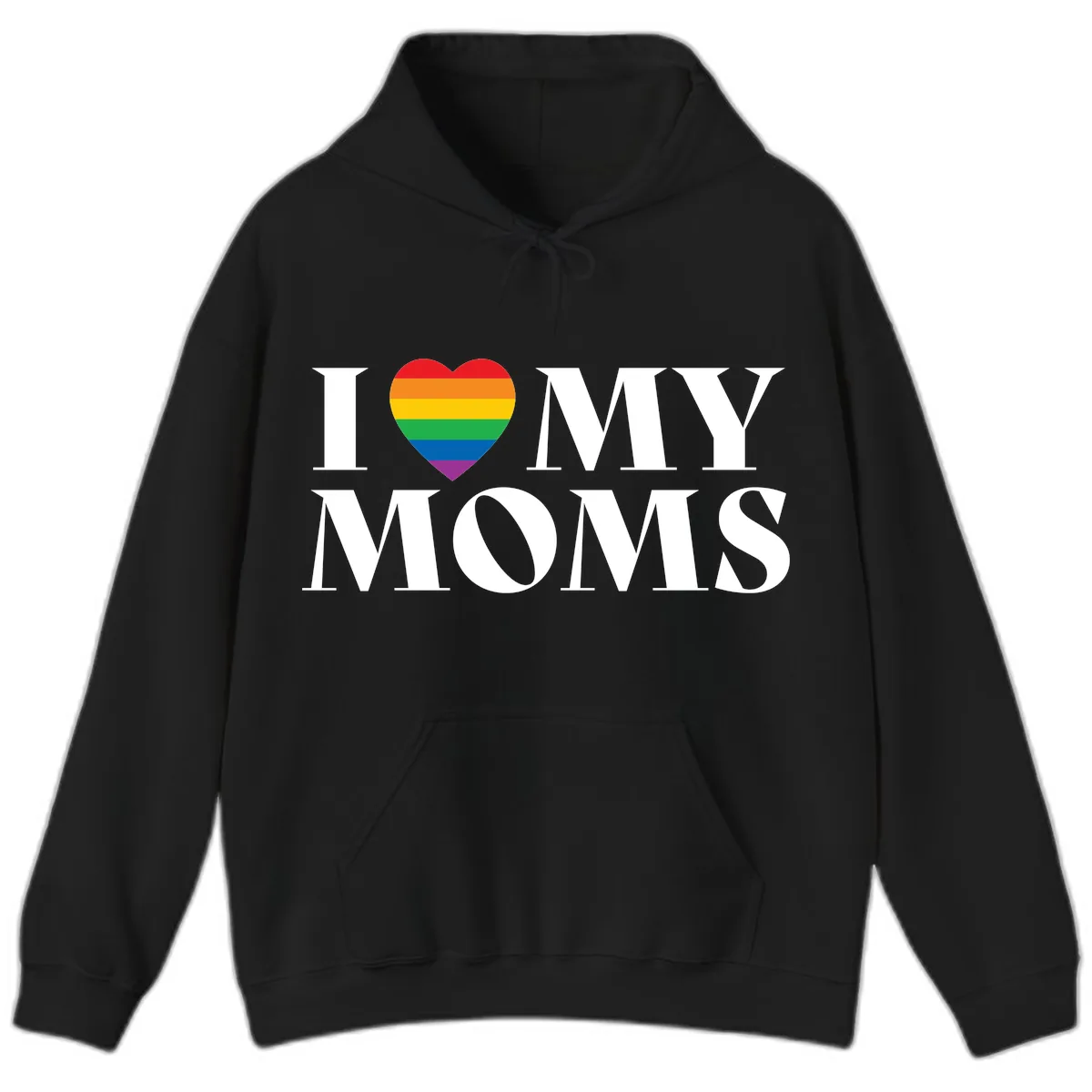I Love My Moms Pride Hoodie in Black