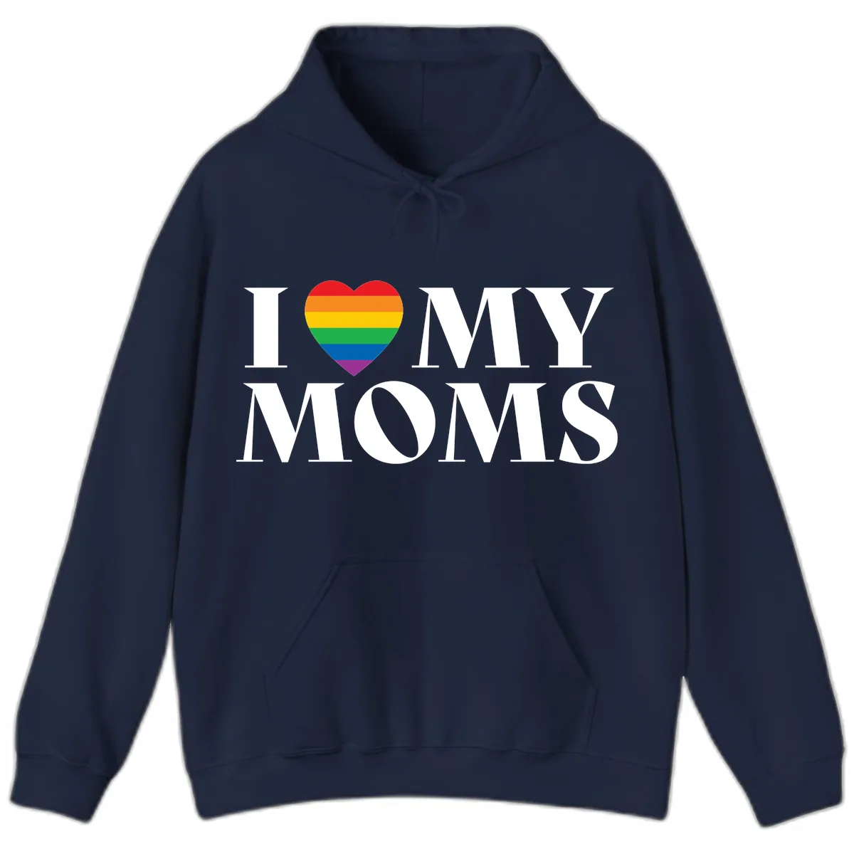 I Love My Moms Pride Hoodie in Navy