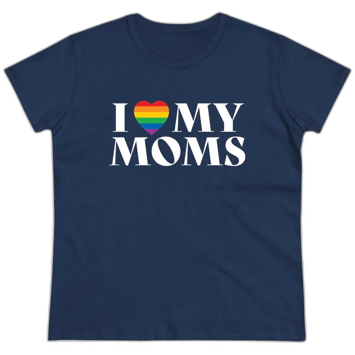 I Love My Moms Pride Ladies Tee in Navy
