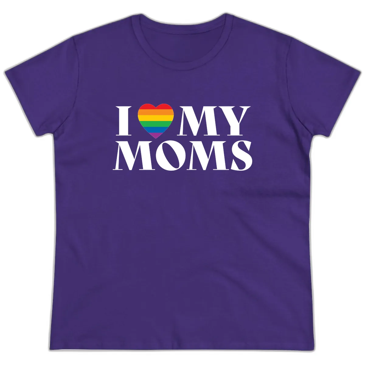 I Love My Moms Pride Ladies Tee in Purple