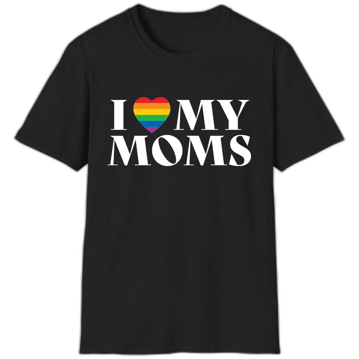I Love My Moms Pride T-Shirt in Black