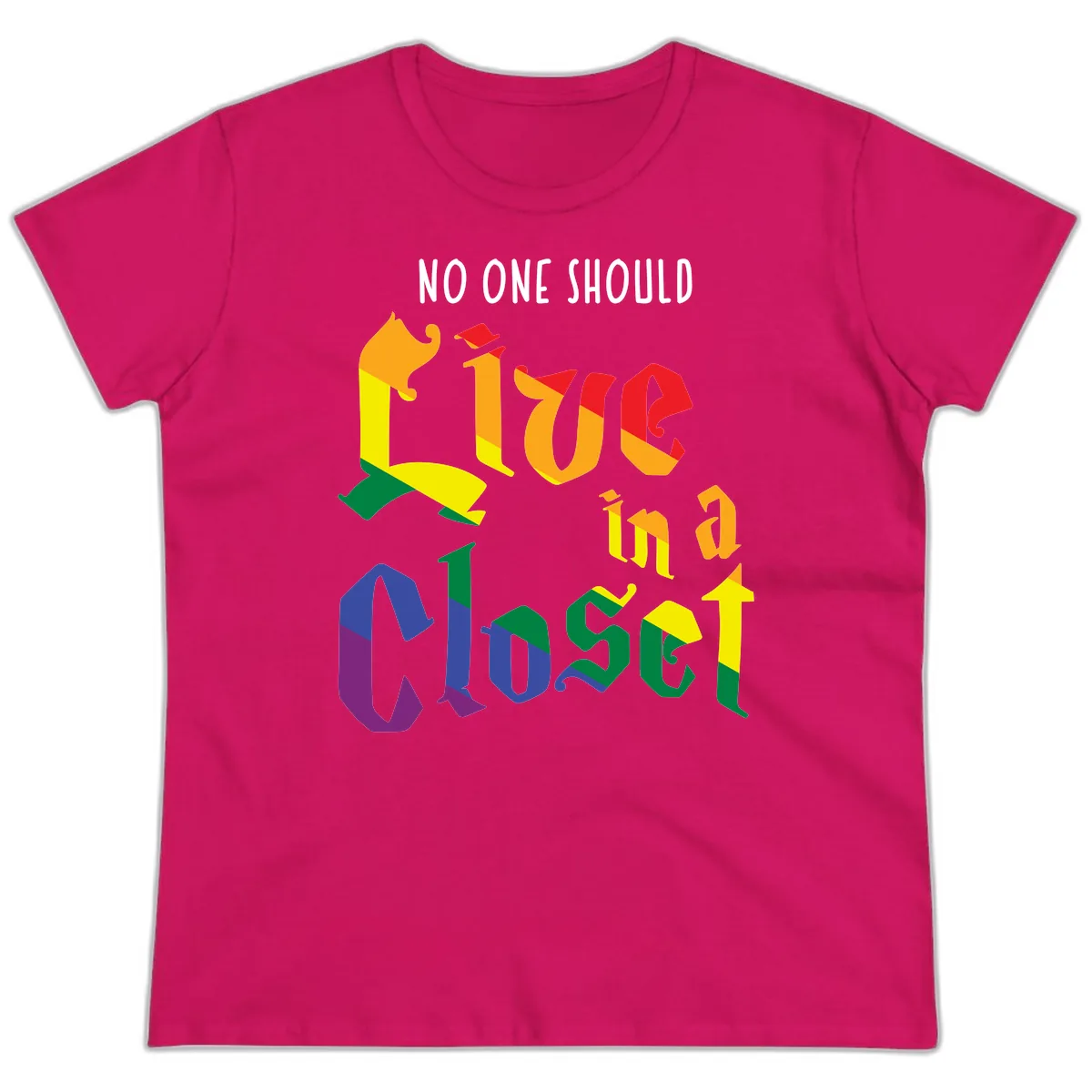 Love In A Colorful Closet Ladies Tee in Heliconia