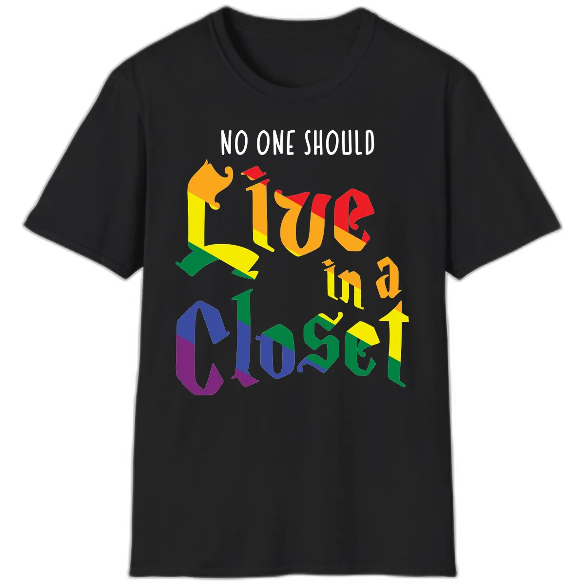 Love In A Colorful Closet T-Shirt in Black