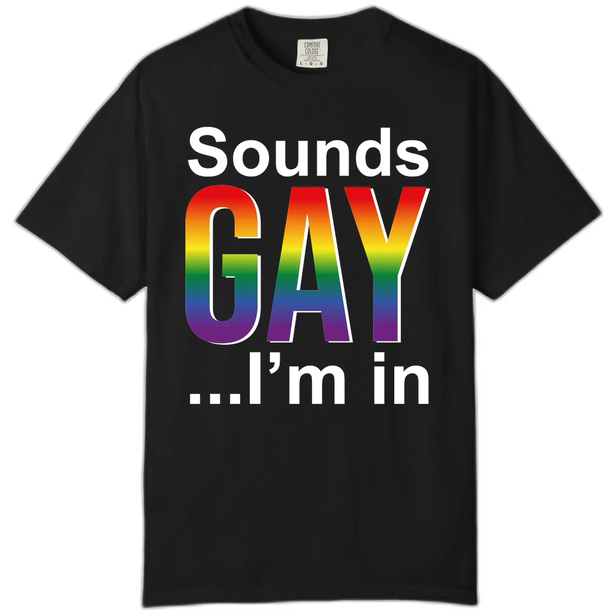 Sounds Gay I'm In Rainbow Pride Comfort Color in Black