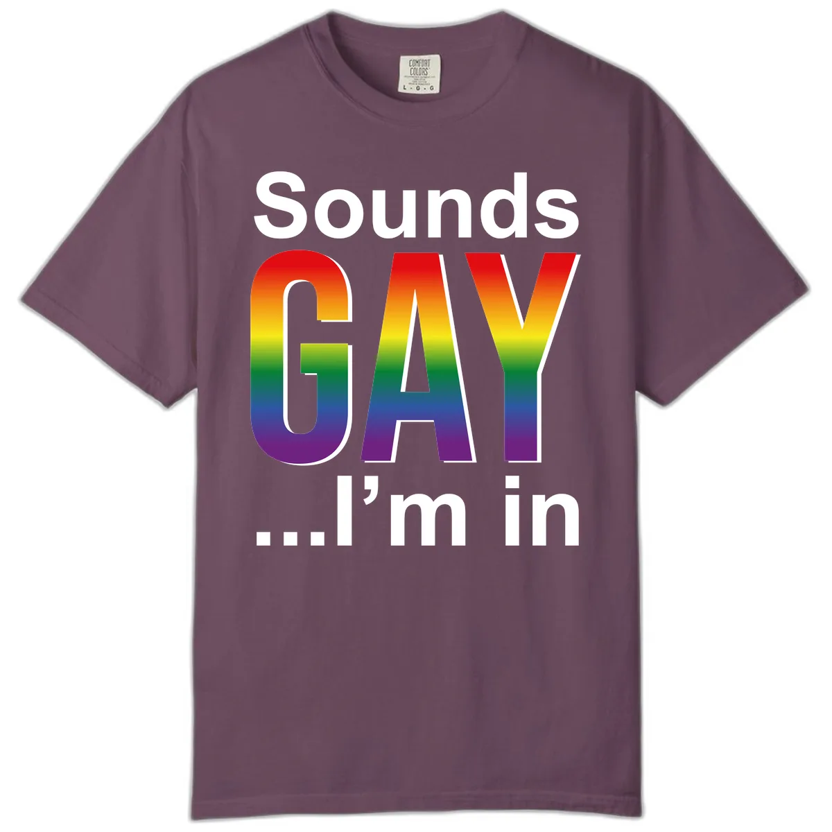 Sounds Gay I'm In Rainbow Pride Comfort Color in Berry