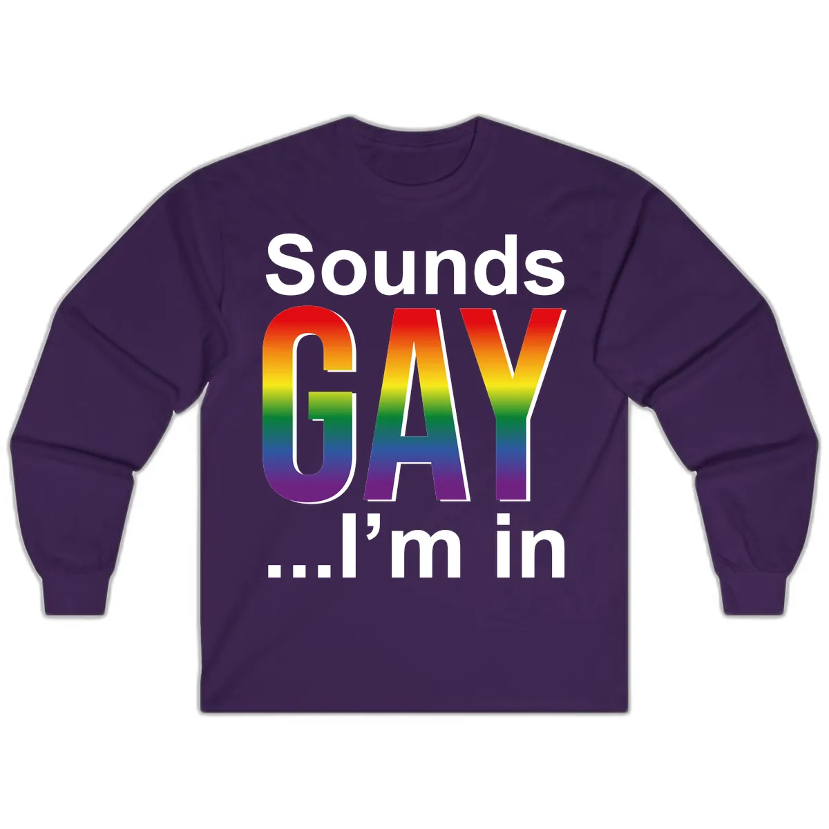 Sounds Gay I'm In Rainbow Pride Long Sleeve in Purple