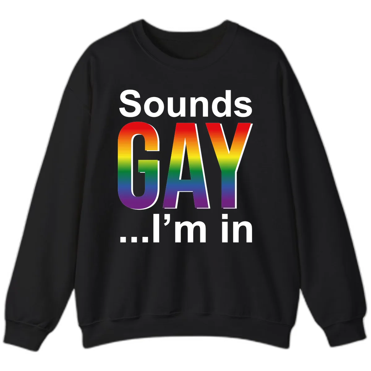 Sounds Gay I'm In Rainbow Pride Sweatshirt in Black