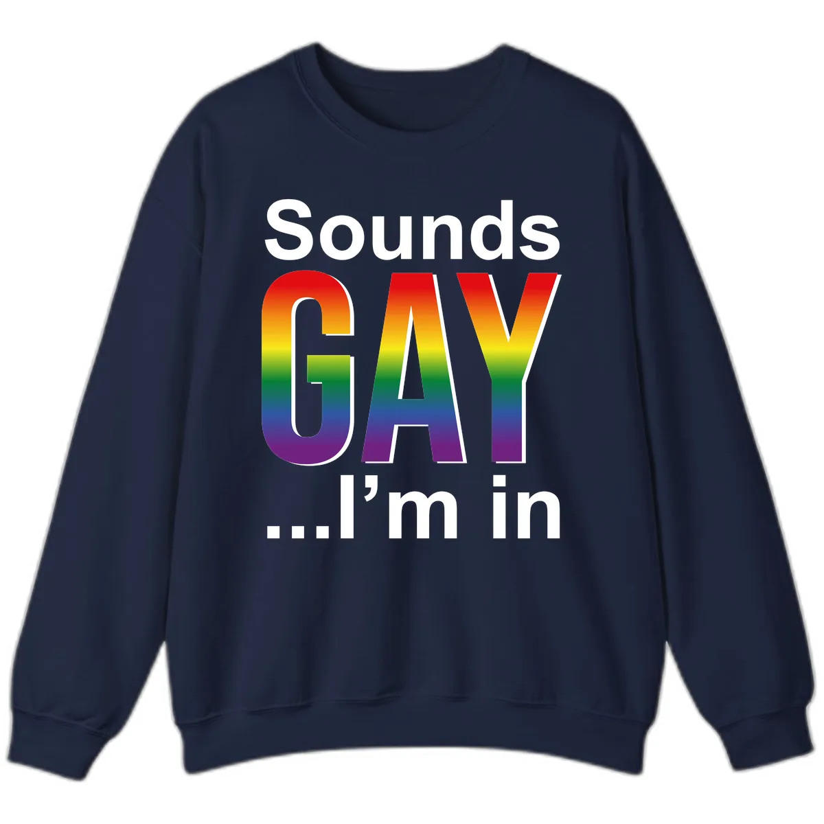 Sounds Gay I'm In Rainbow Pride Sweatshirt in Navy