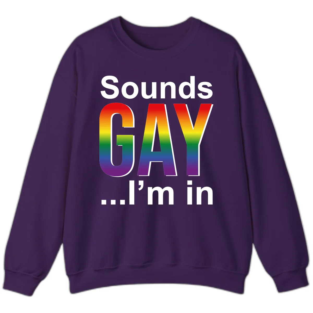 Sounds Gay I'm In Rainbow Pride Sweatshirt in Purple