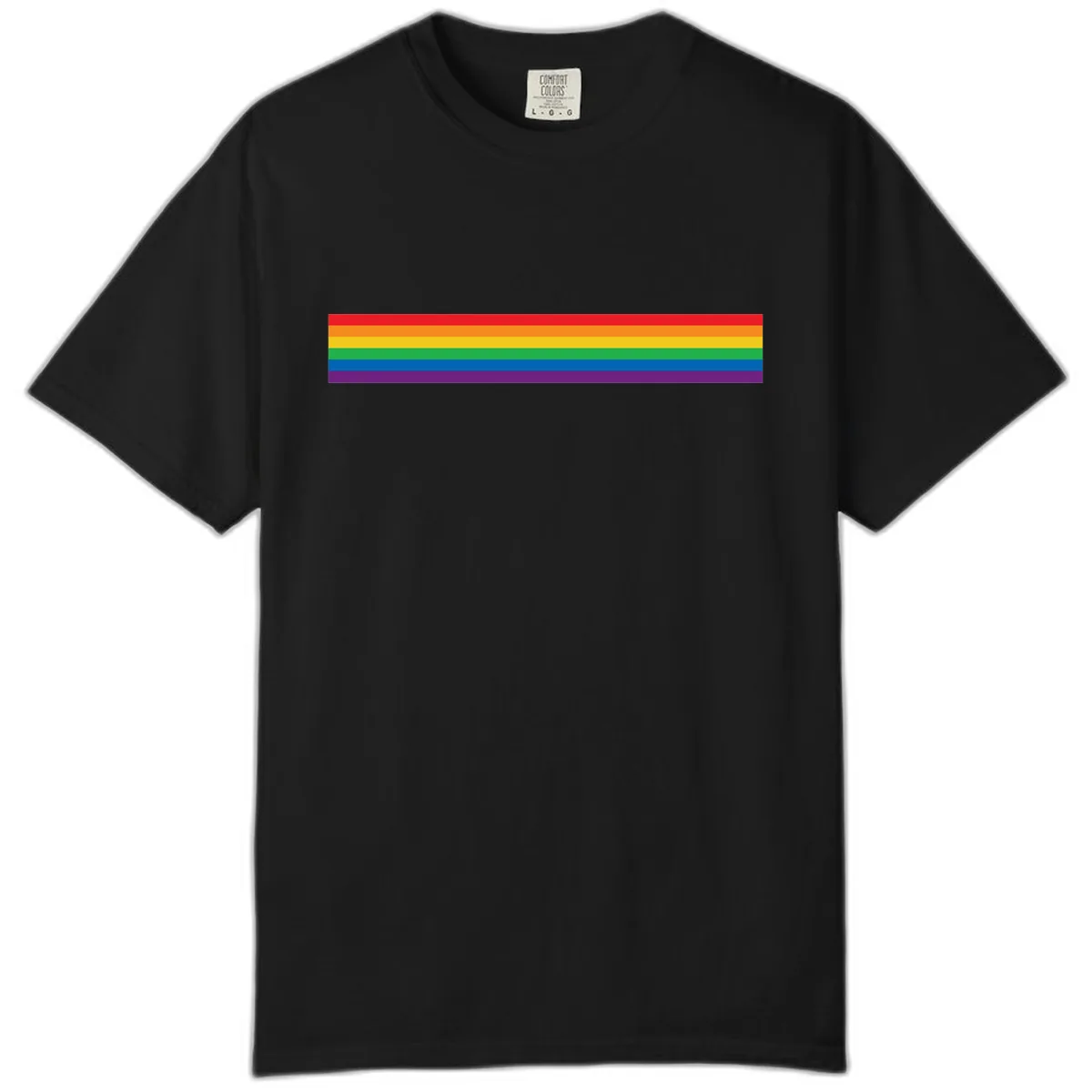 Rainbow Pride Flag Stripes Comfort Color in Black