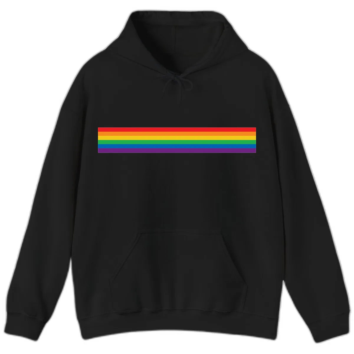 Rainbow Pride Flag Stripes Hoodie in Black