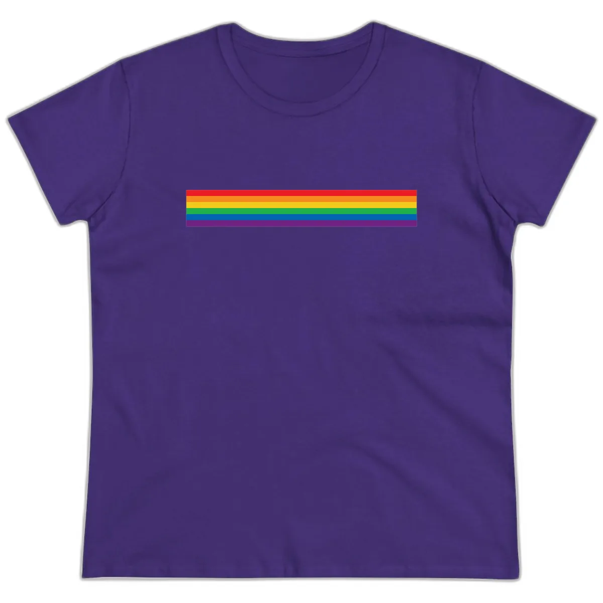 Rainbow Pride Flag Stripes Ladies Tee in Purple