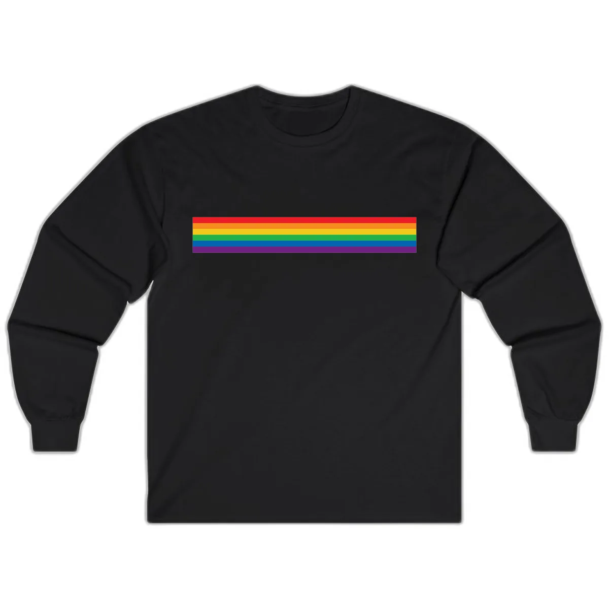 Rainbow Pride Flag Stripes Long Sleeve in Black