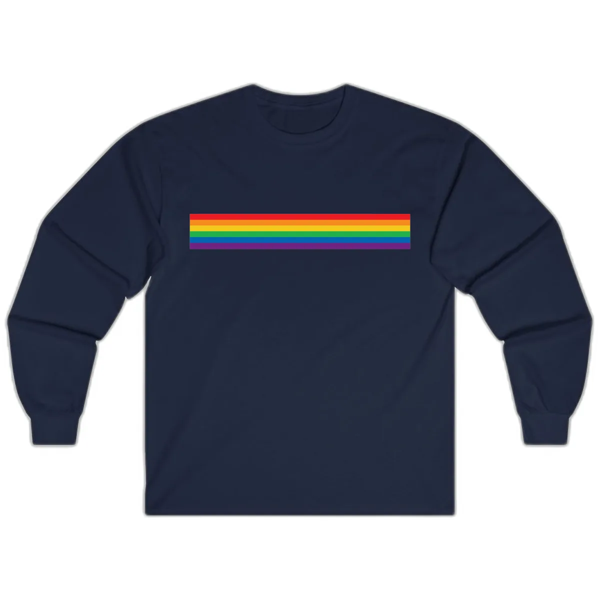 Rainbow Pride Flag Stripes Long Sleeve in Navy