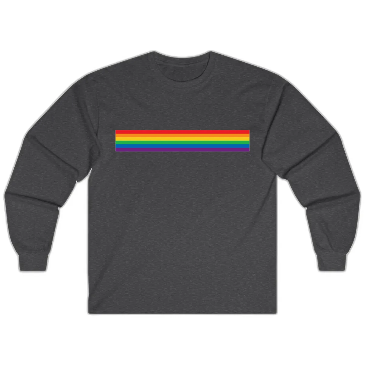Rainbow Pride Flag Stripes Long Sleeve in Dark Heather