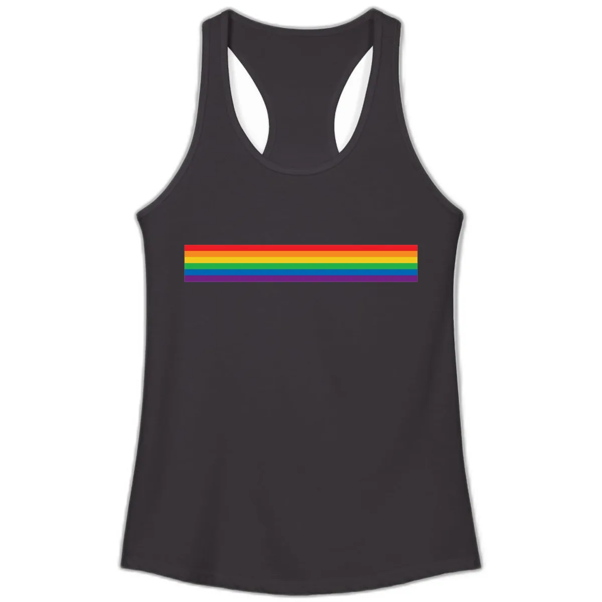 Rainbow Pride Flag Stripes Ladies Tank in Black