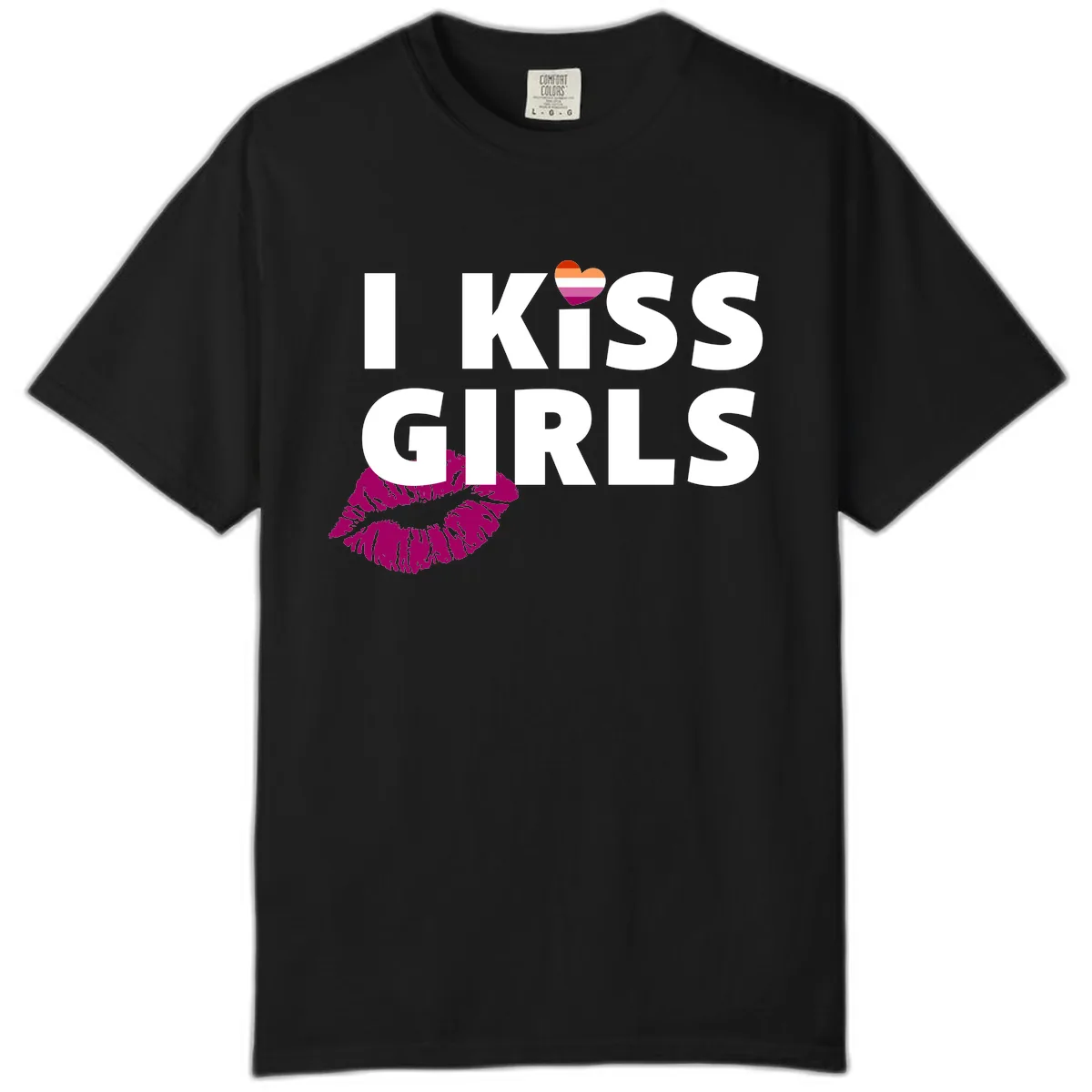 I Kiss Girls Comfort Color in Black