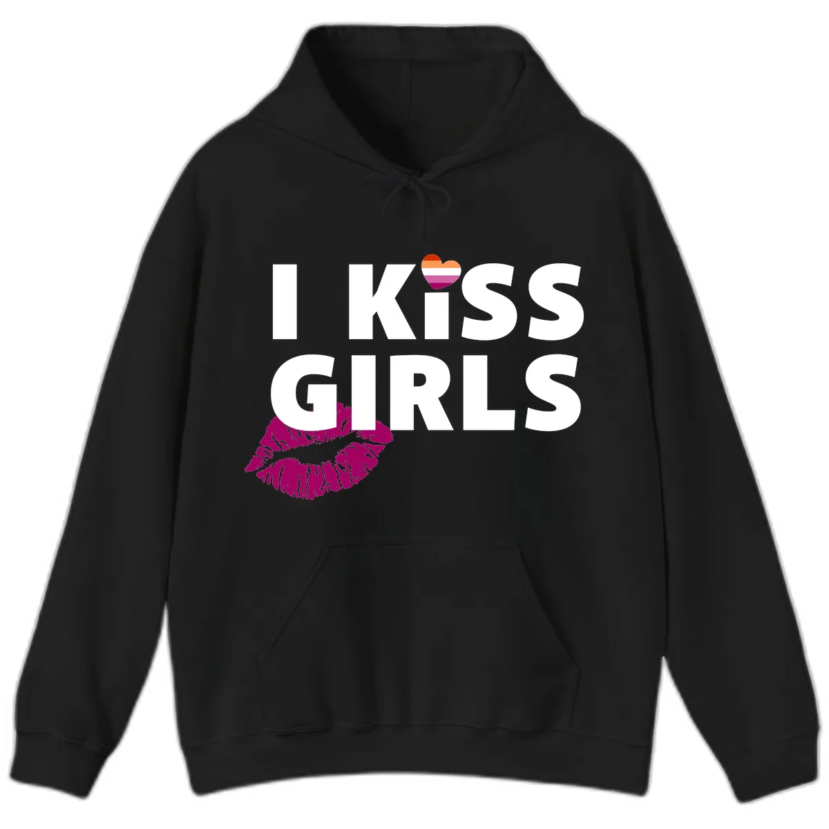 I Kiss Girls Hoodie in Black