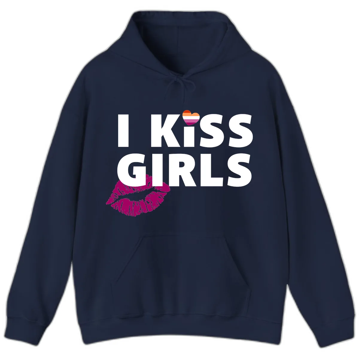 I Kiss Girls Hoodie in Navy