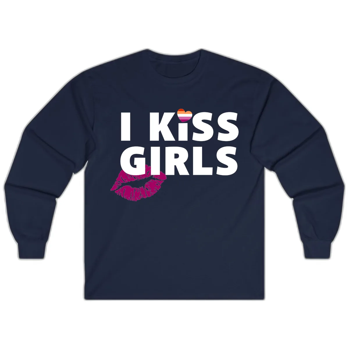 I Kiss Girls Long Sleeve in Navy