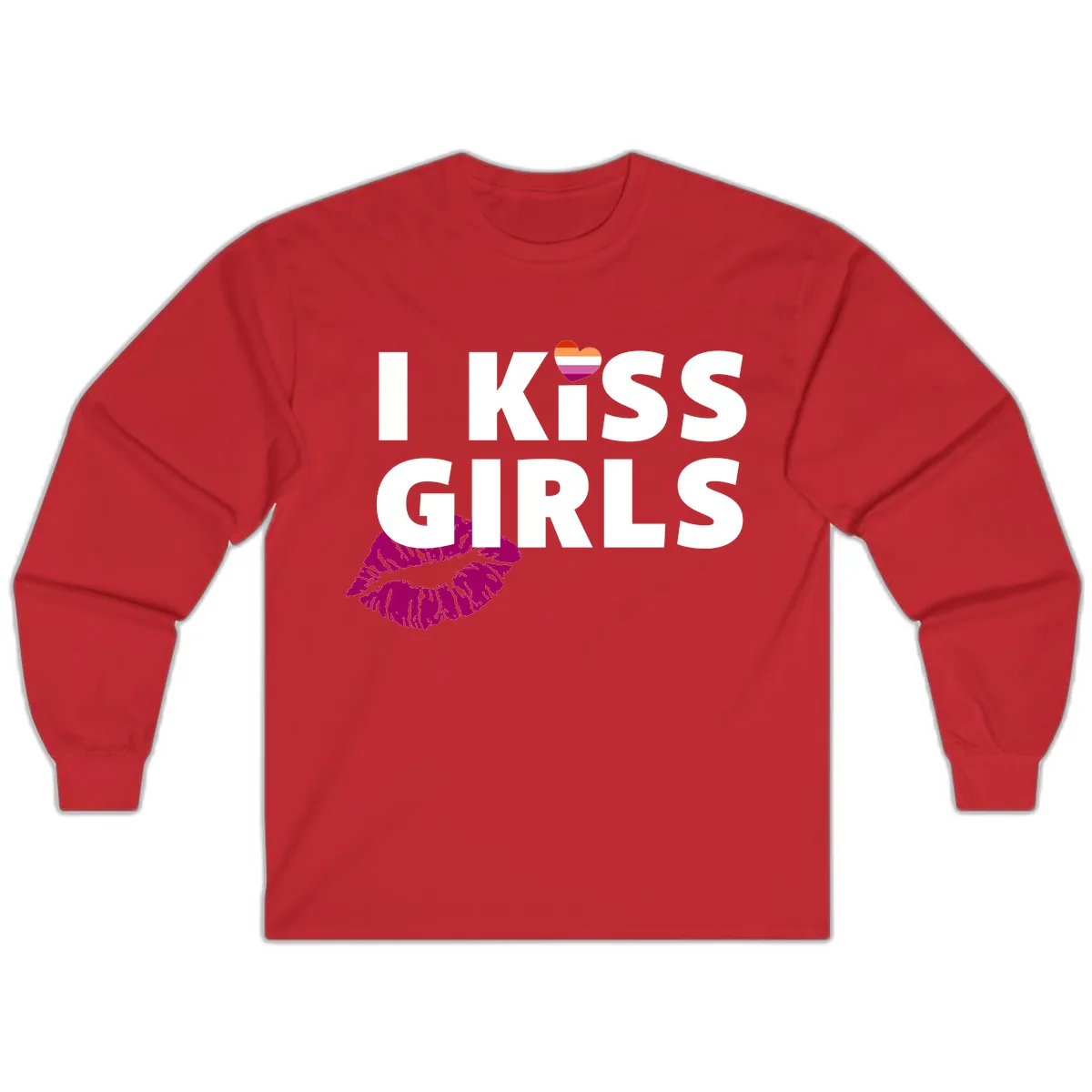 I Kiss Girls Long Sleeve in Red