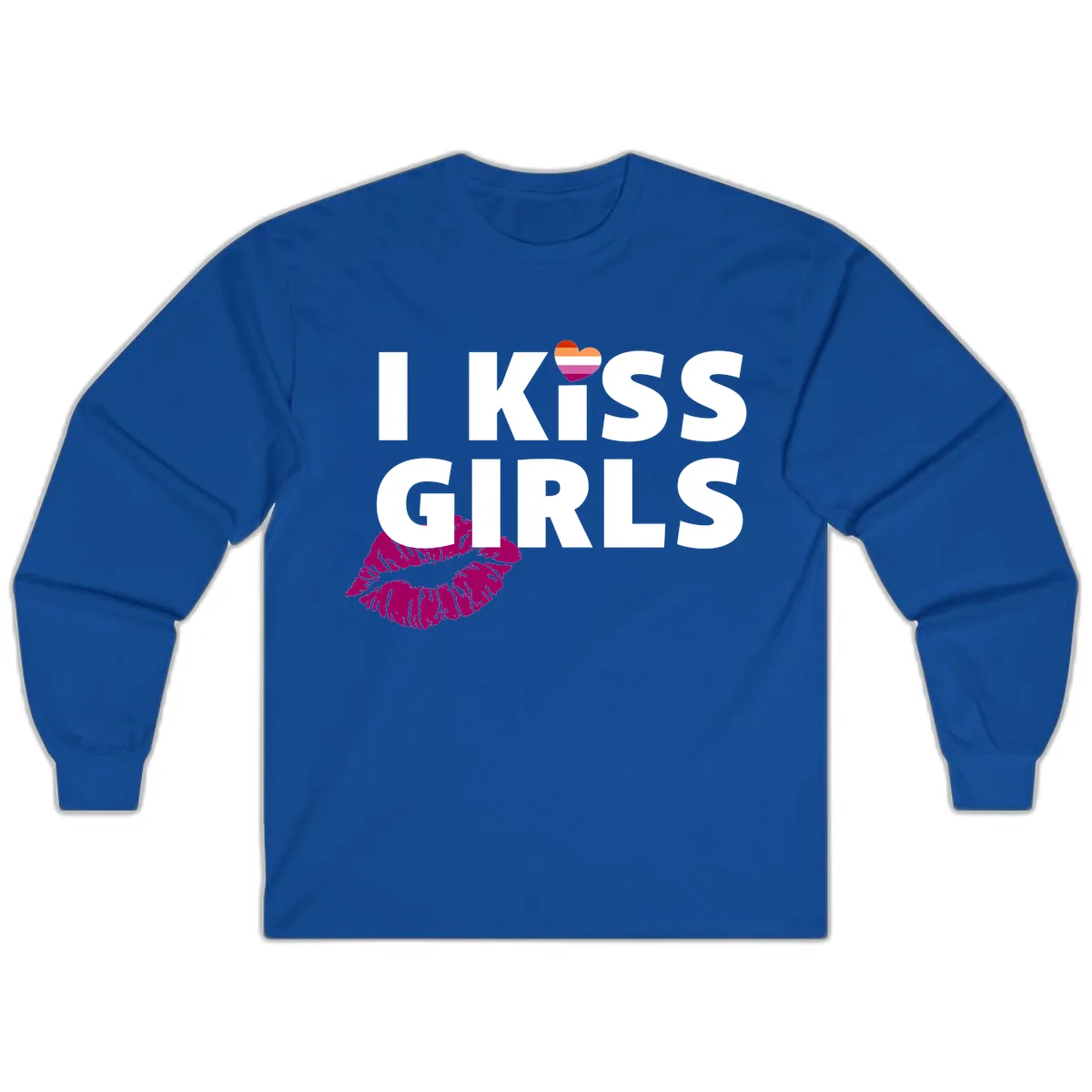 I Kiss Girls Long Sleeve in Royal