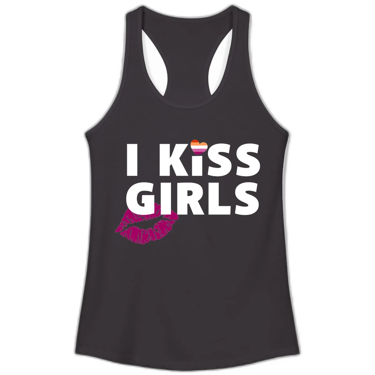 I Kiss Girls Ladies Tank in Black