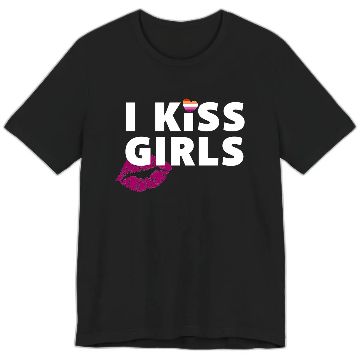 I Kiss Girls Premium T-Shirt in Black