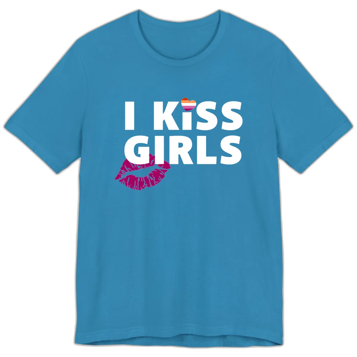 I Kiss Girls Premium T-Shirt in Aqua