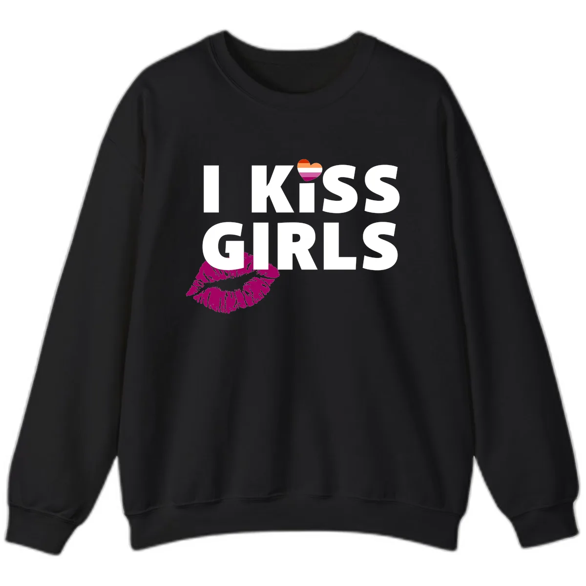I Kiss Girls Sweatshirt in Black