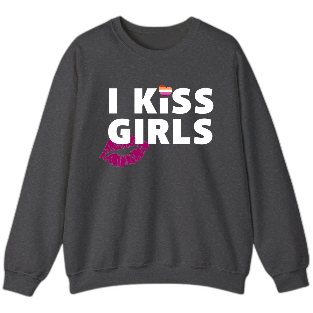 I Kiss Girls Sweatshirt in Dark Heather