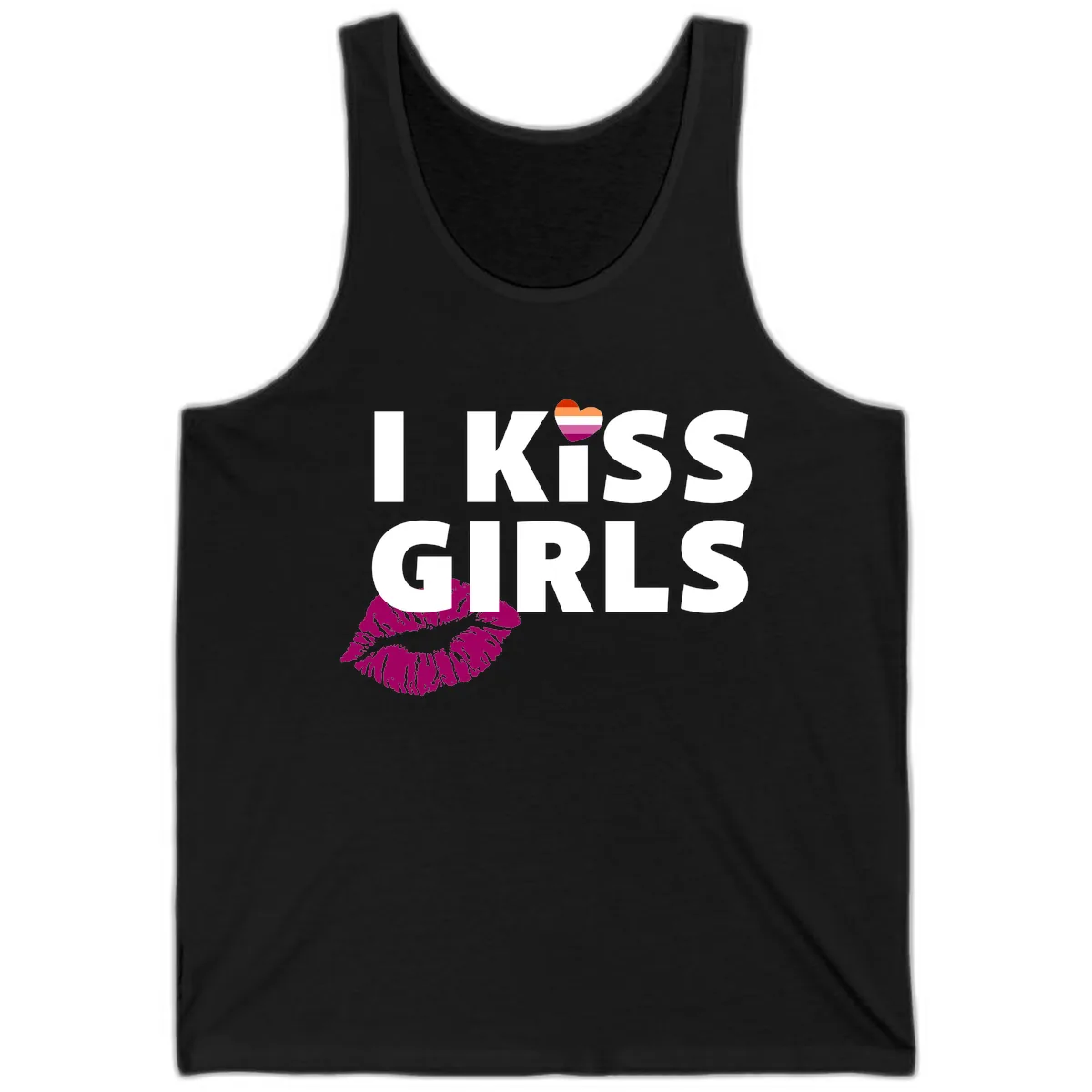I Kiss Girls Tank in Black