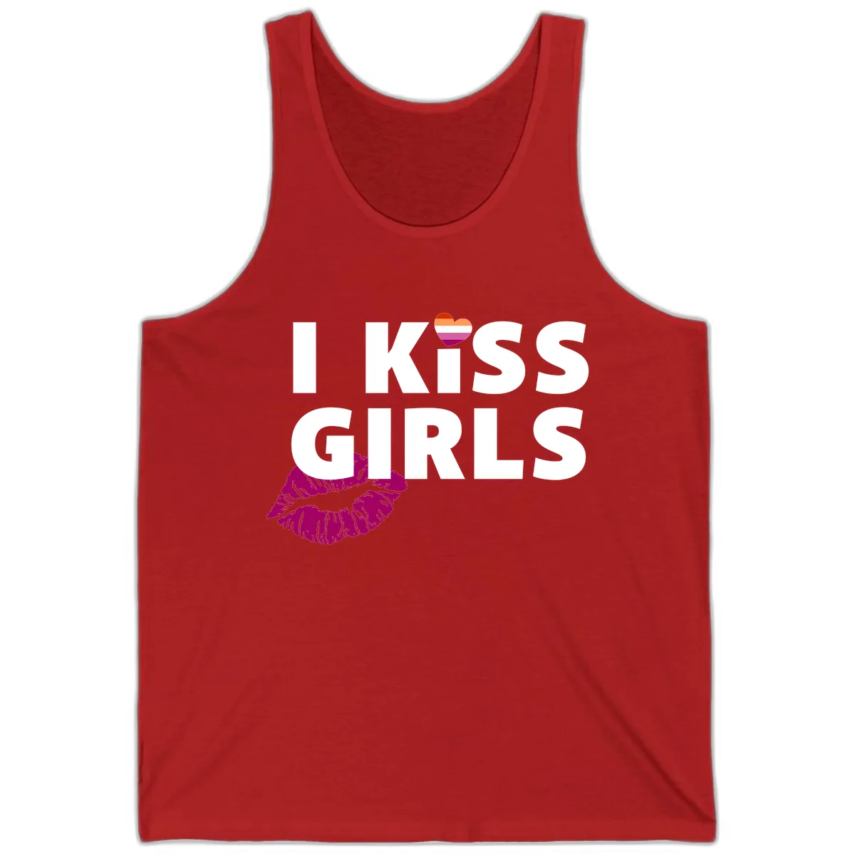 I Kiss Girls Tank in Red