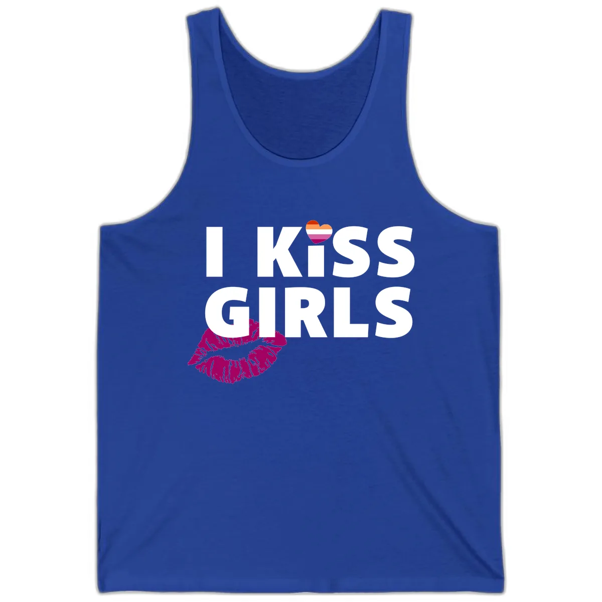 I Kiss Girls Tank in True Royal