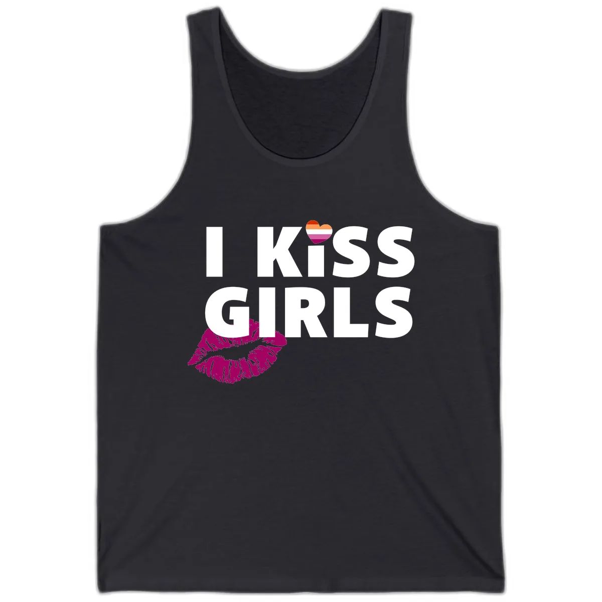 I Kiss Girls Tank in Dark Grey