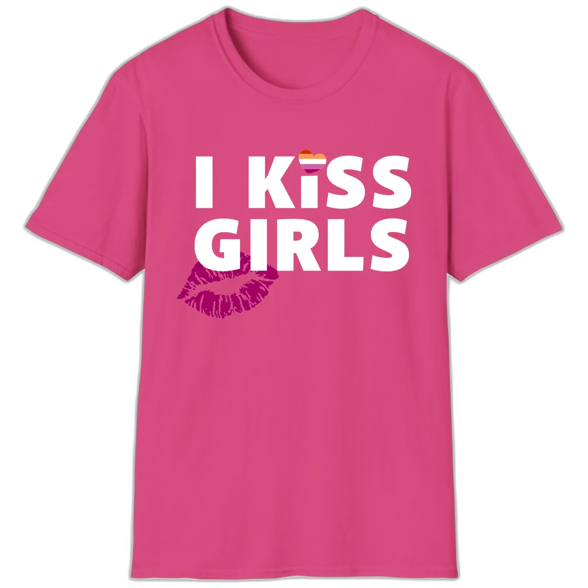 I Kiss Girls T-Shirt in Heliconia
