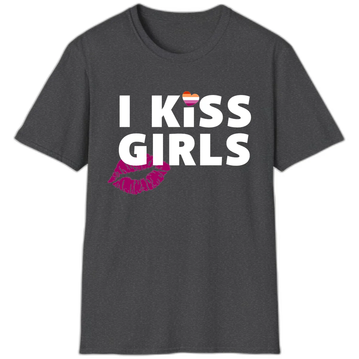 I Kiss Girls T-Shirt in Dark Heather