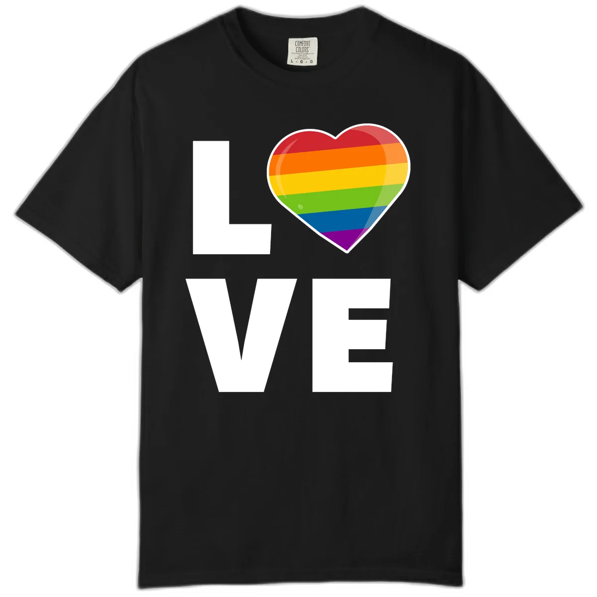 Love Is Love Rainbow Heart Comfort Color in Black
