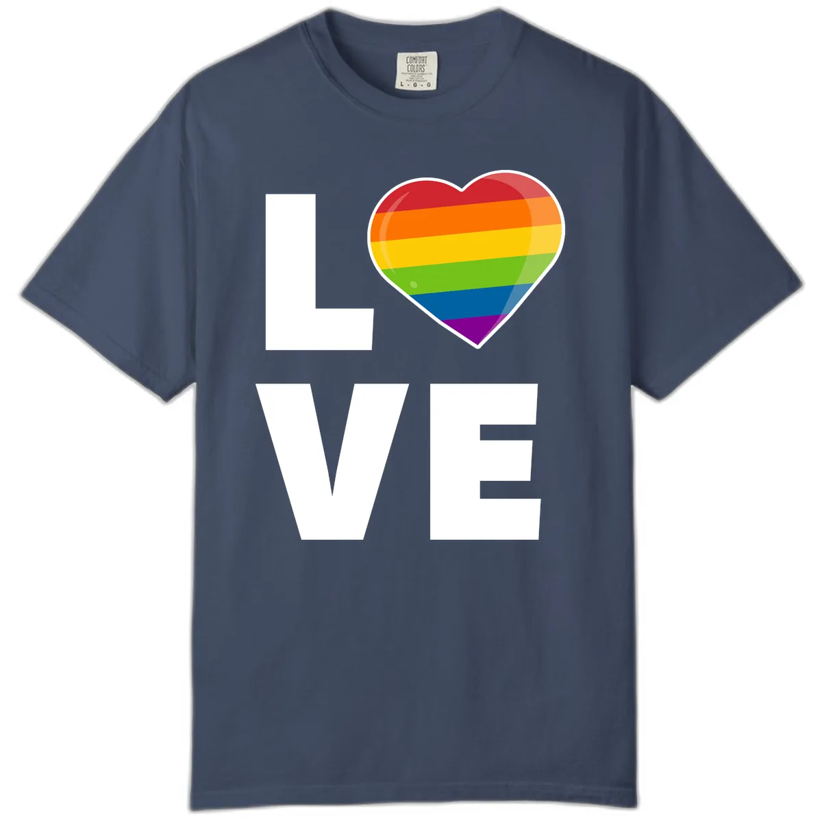 Love Is Love Rainbow Heart Comfort Color in Midnight