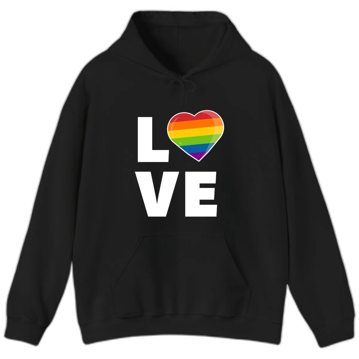 Love Is Love Rainbow Heart Hoodie in Black
