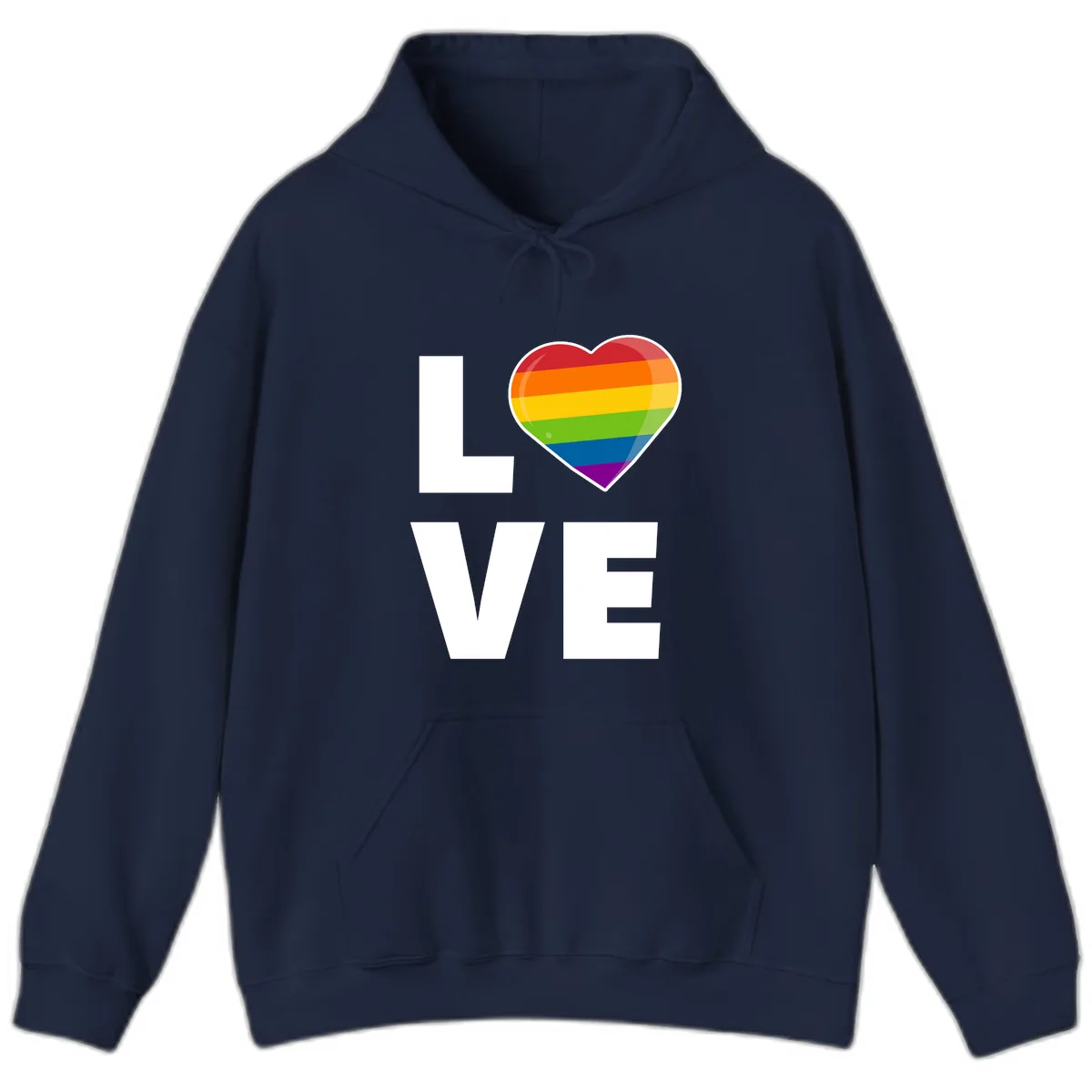 Love Is Love Rainbow Heart Hoodie in Navy
