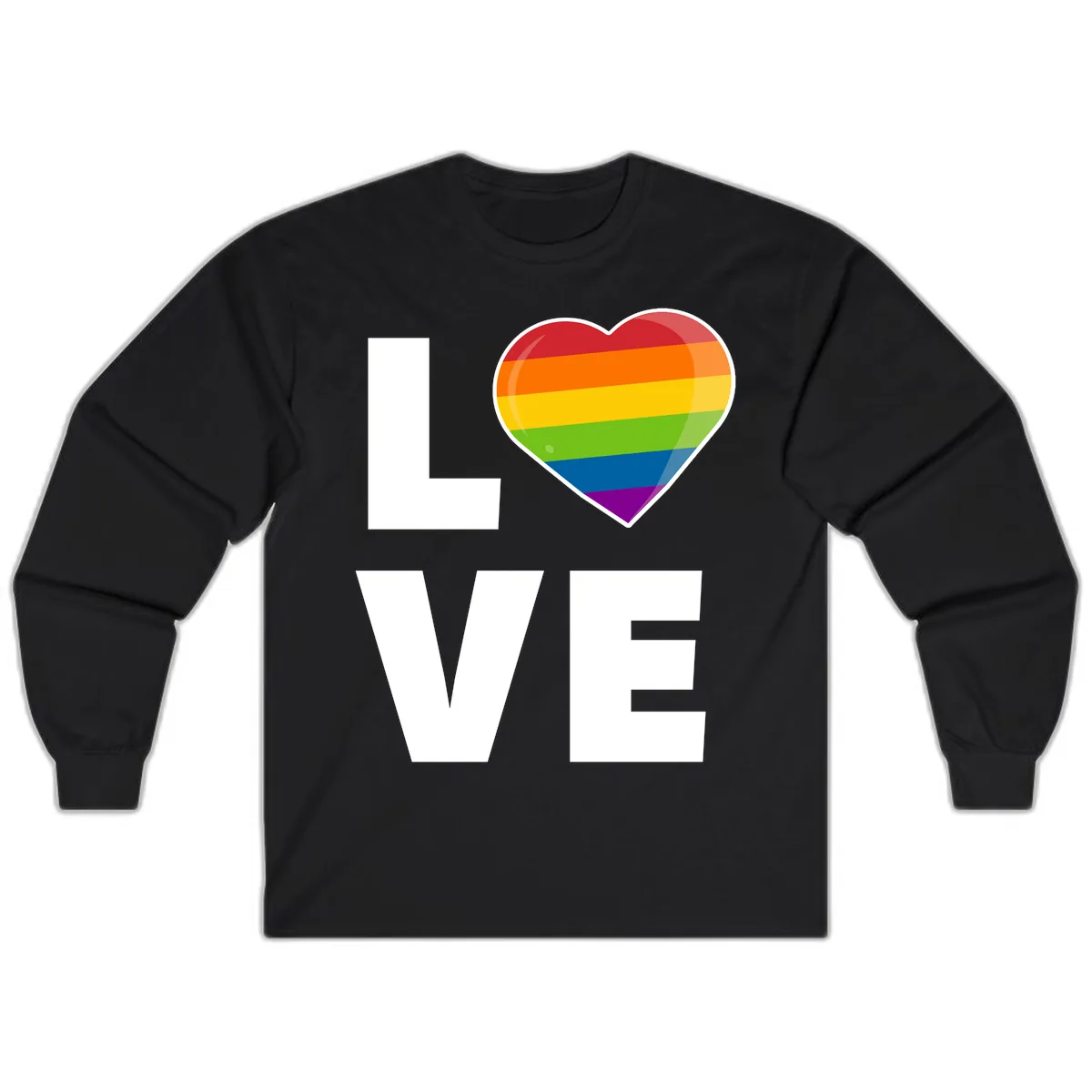 Love Is Love Rainbow Heart Long Sleeve in Black