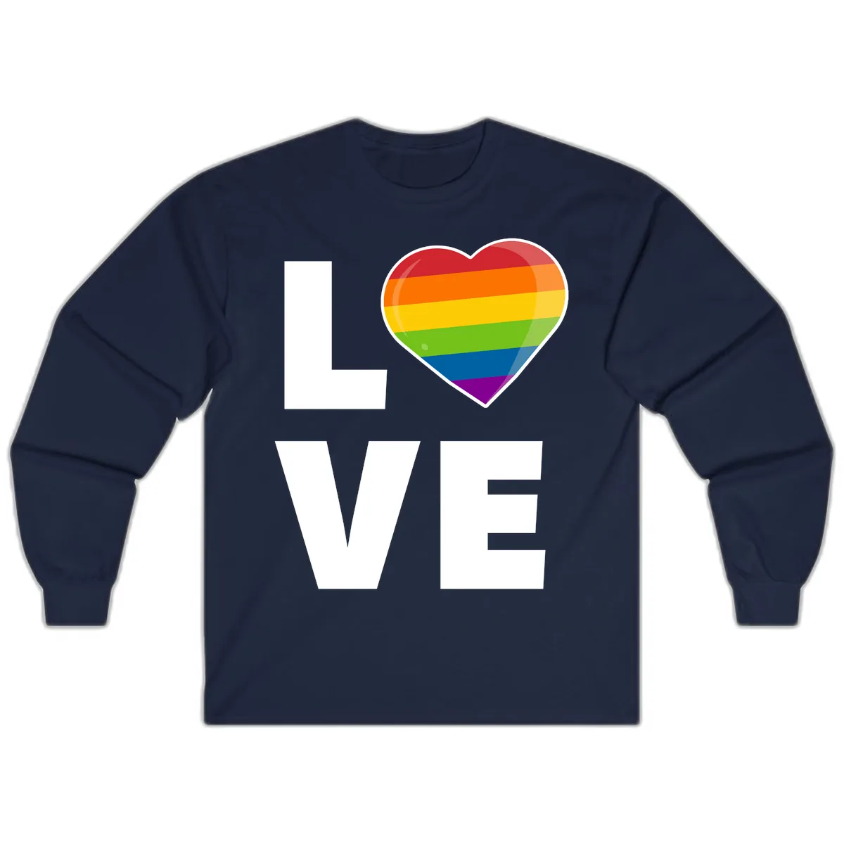 Love Is Love Rainbow Heart Long Sleeve in Navy