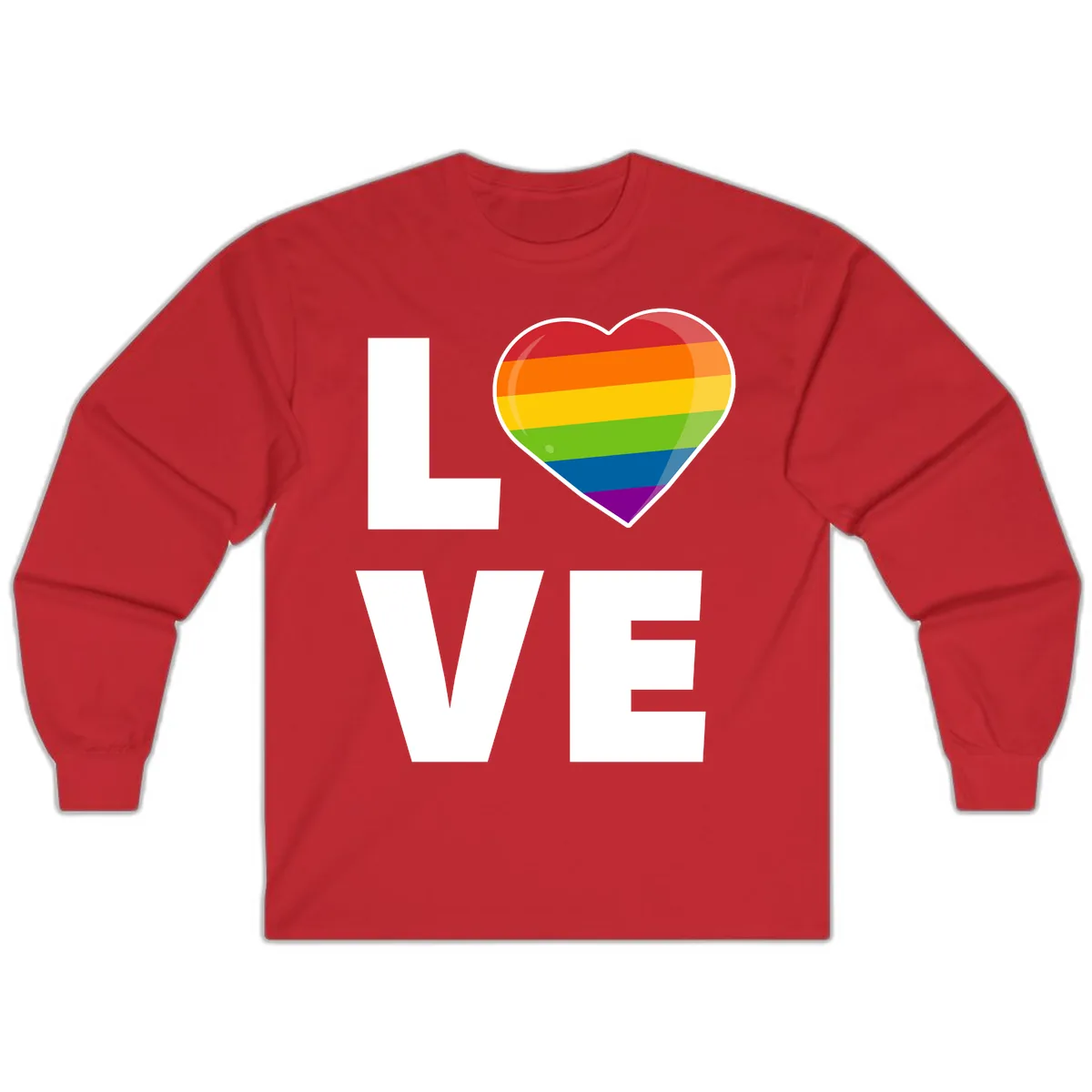 Love Is Love Rainbow Heart Long Sleeve in Red