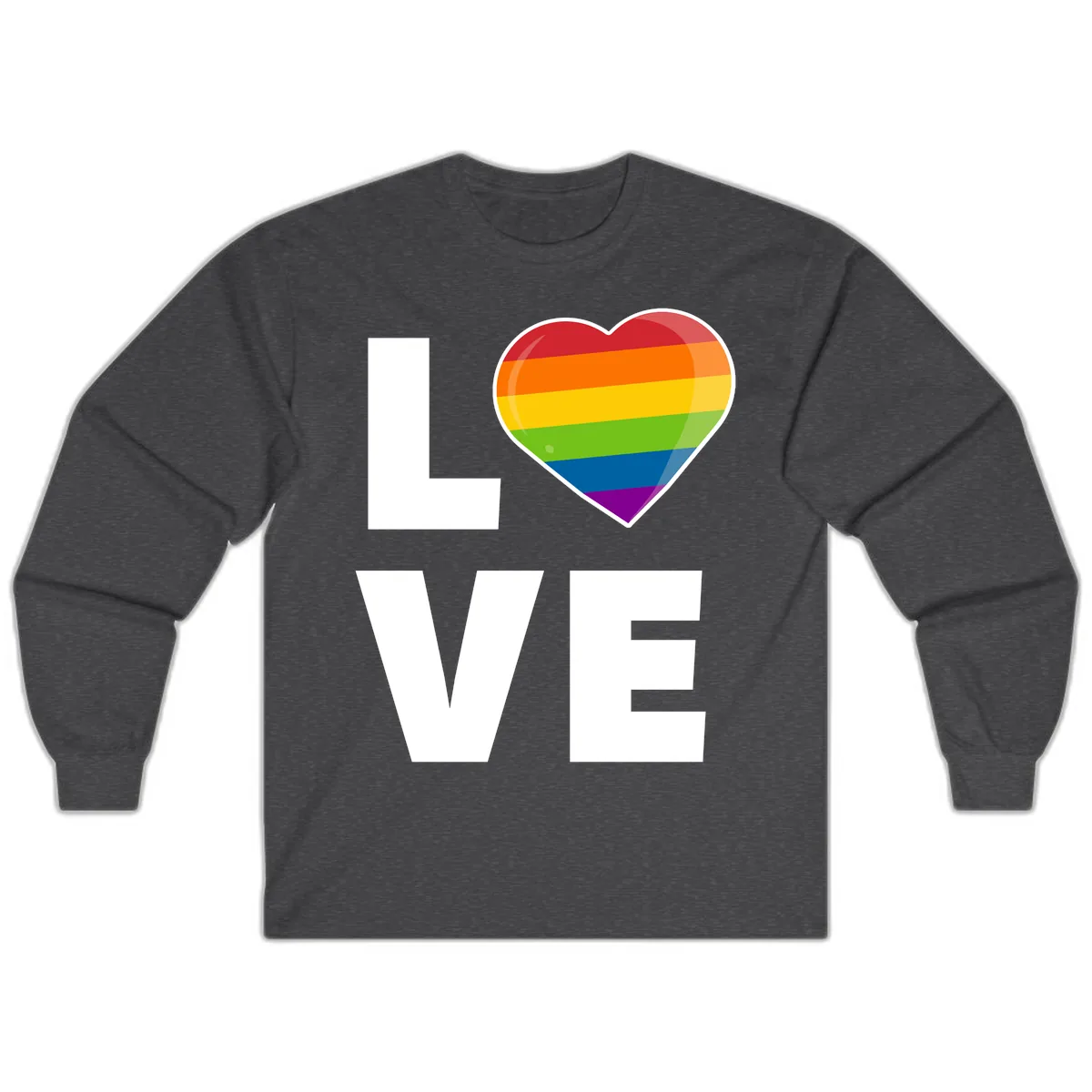 Love Is Love Rainbow Heart Long Sleeve in Dark Heather